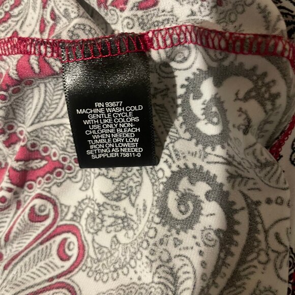 Liz Claiborne Career Burgundy Paisley Pleated 3/4 Sleeve Blouse Top Shirt Small - Picture 10 of 11